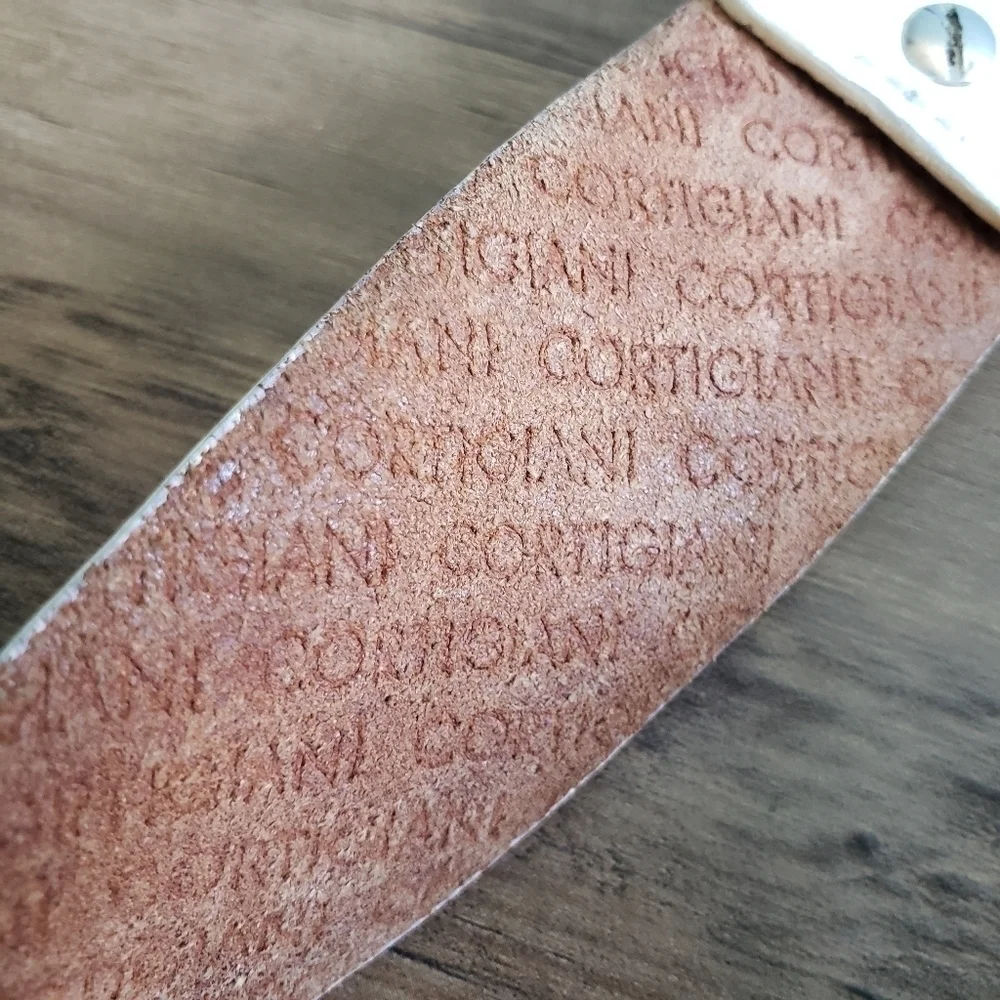 CORTIGIANI WHITE ITALIAN LEATHER BELT